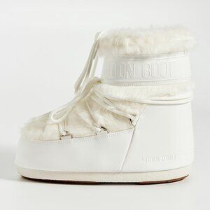 NWT Moon Boot ICON LOW WHITE FAUX-FUR BOOTS Size EU 36-38